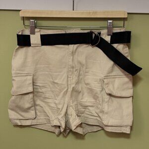 Ardene Khaki Cargo Shorts with Black Belt